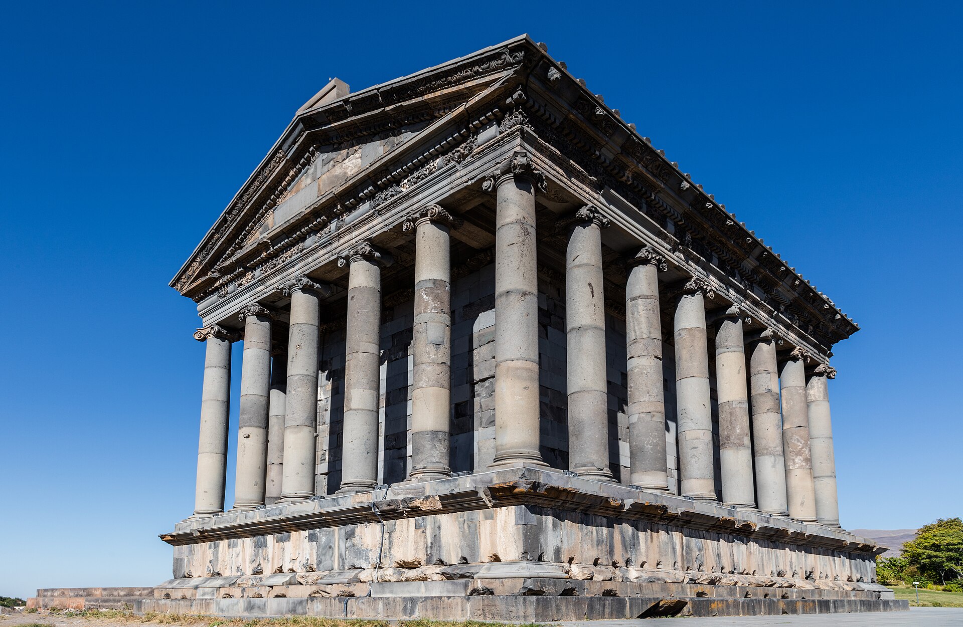 The Hellenistic temple at Garni against a clear sky